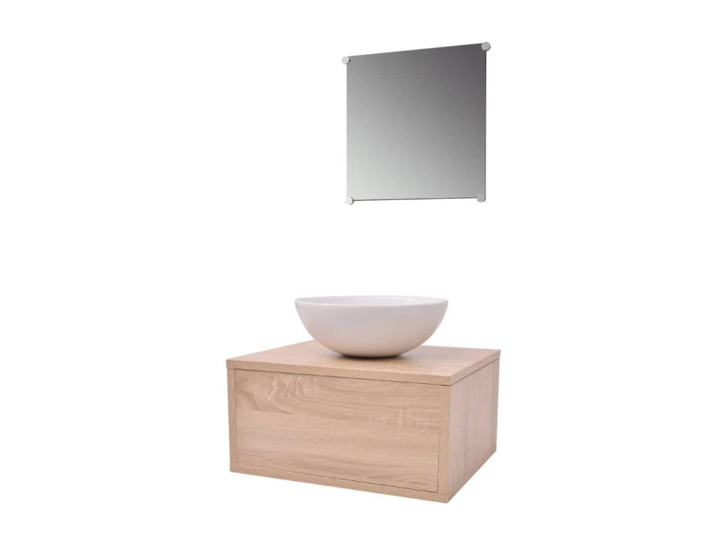 4-piece bathroom vanity unit with sink and faucet, beige