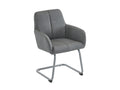 Set of 4 cantilever chairs upholstered in faux leather - with metal legs - Grey