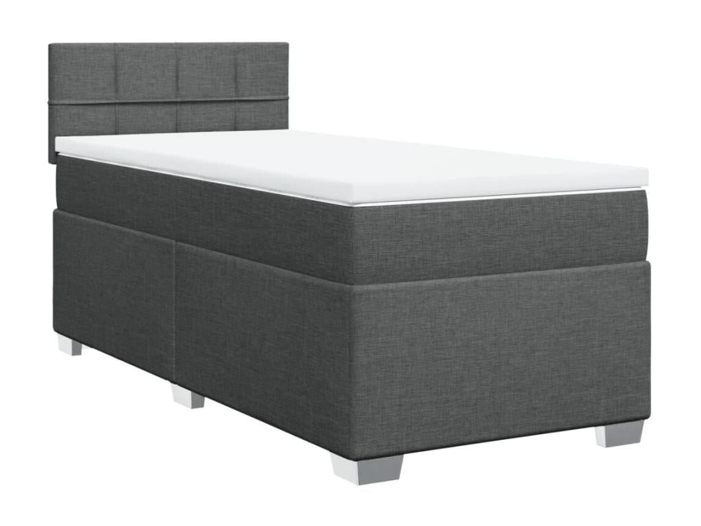 Meublita bed base with mattress, dark grey, 100x200cm, fabric