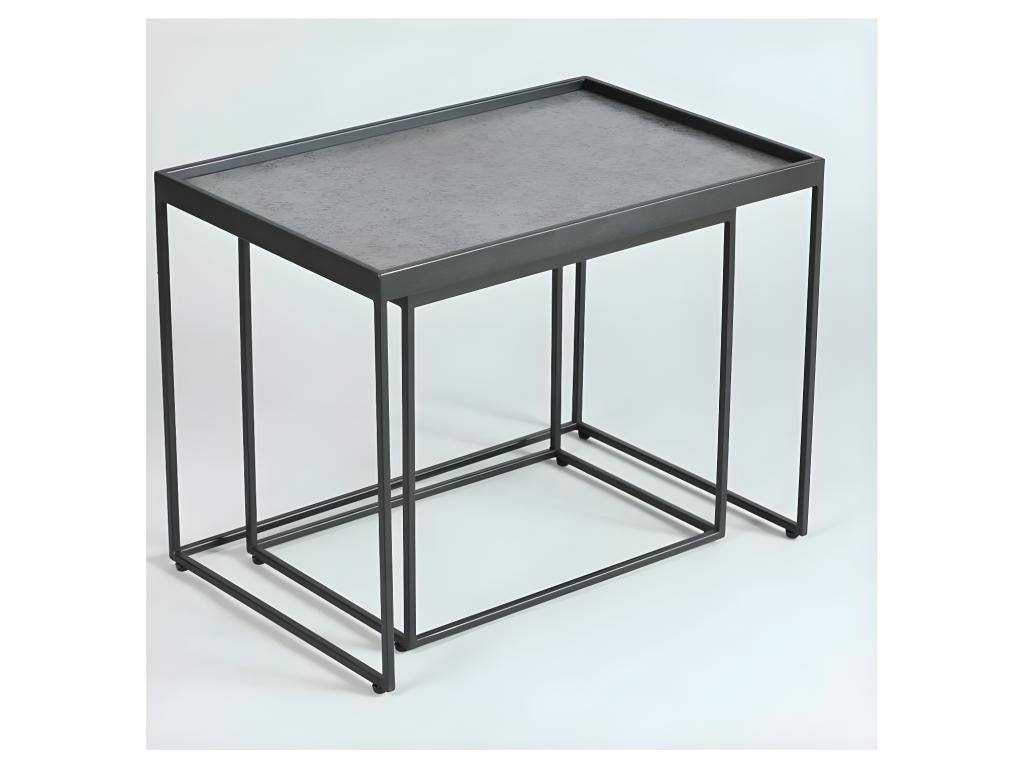 Nesting side tables, steel/matte anthracite ceramic - Vertchez