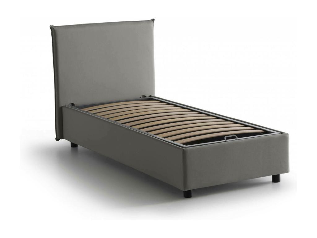 Vertchez Single Bed Storage Bed with Fabric Upholstery Made in Italy Front Opening Suitable for 90x200 cm Mattress Grey