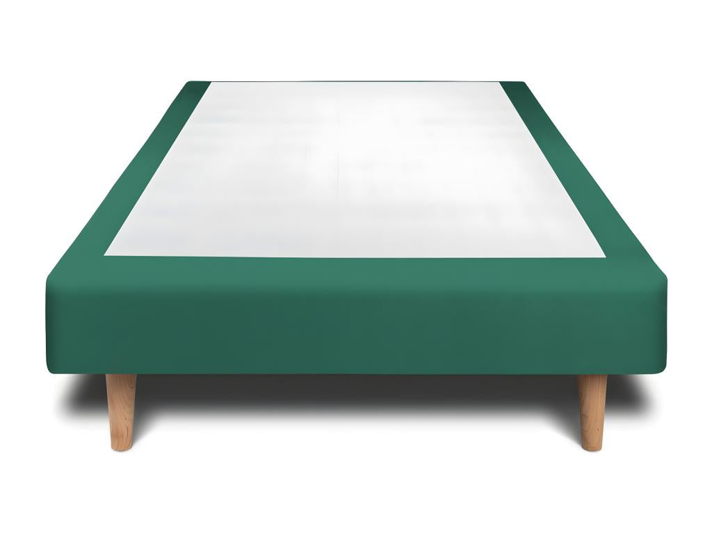 Upholstered bed base in green velvet, 90x190 cm, 29 cm high