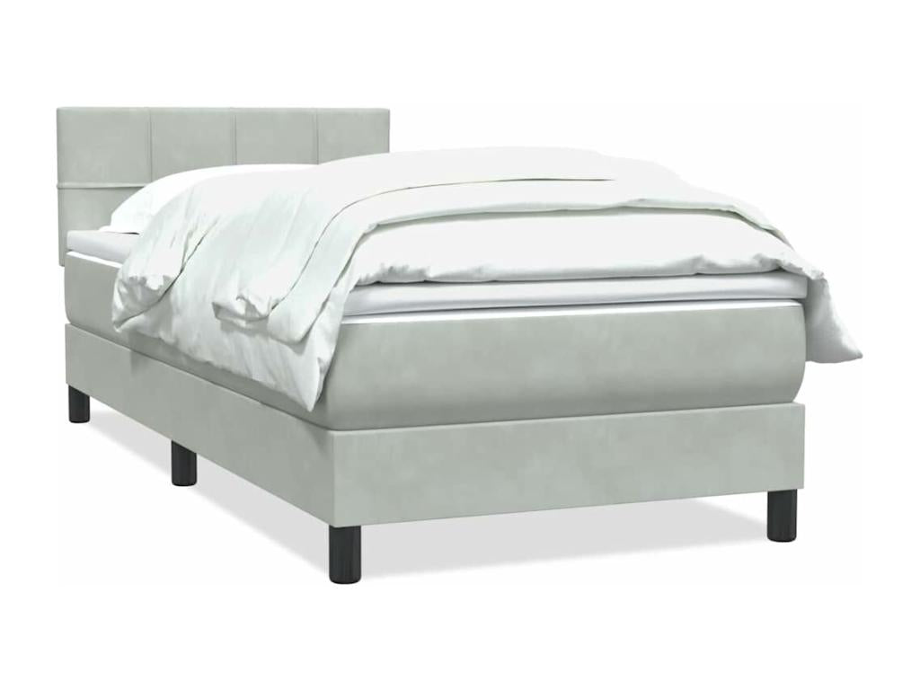 Meublita bed base and light grey 80x210 cm velvet mattress
