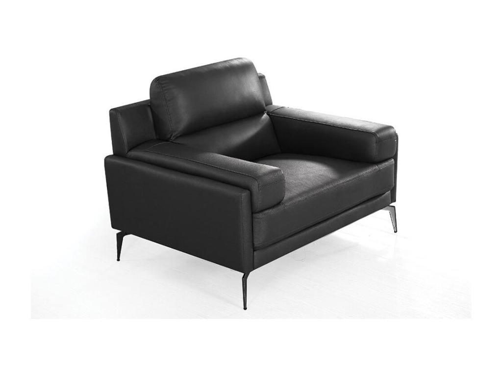 Green Leather Armchair in Black