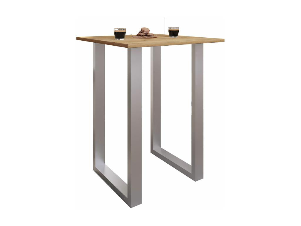Vertchez Premium wood and aluminum bar table, high table, bistro table, Xona bar table, 80x50 cm, silver/honey oak