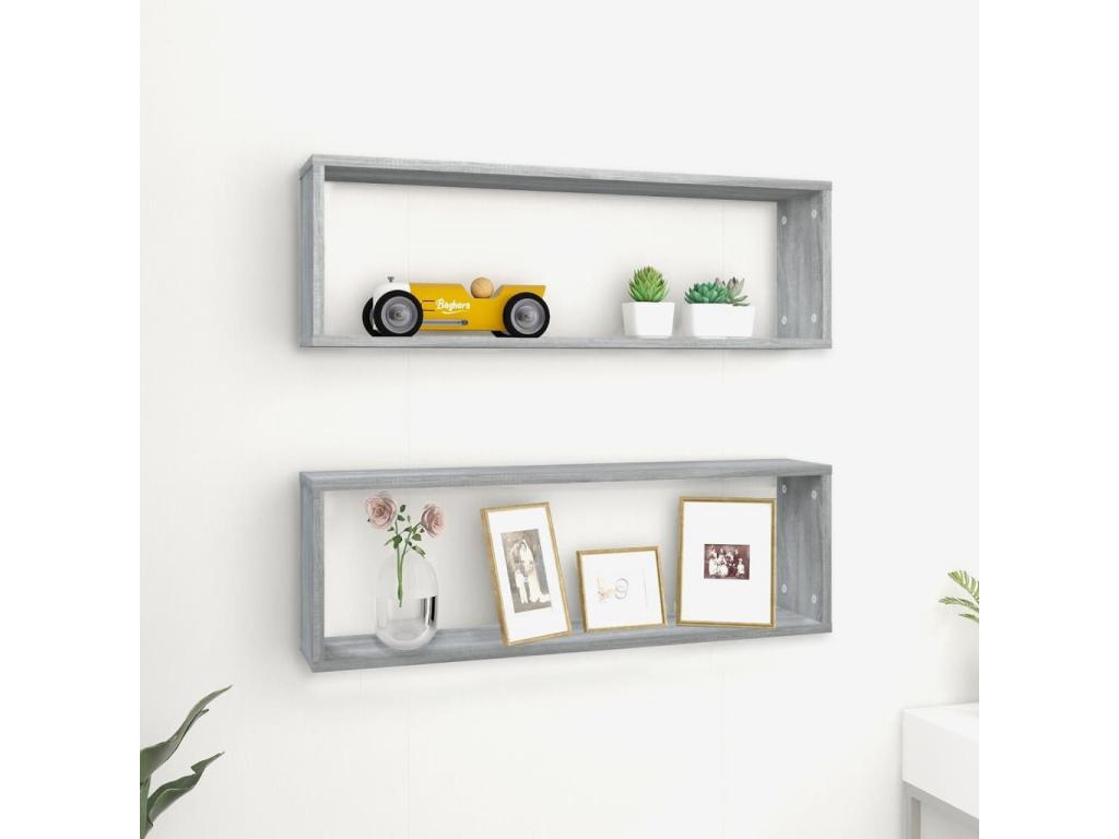 2-piece cube wall shelves, Vertchez grey, 80x15x26.5