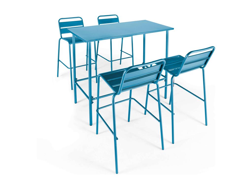 Vertchez 120cm Blue Metal Garden High Table - Vertchez