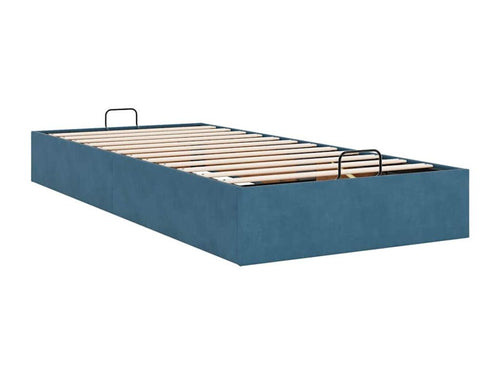 Ottoman bed frame without mattress, dark blue, 90x200 cm, velvet