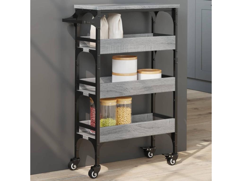 Vertchez kitchen trolley, grey, 53x20x76 cm, engineered wood