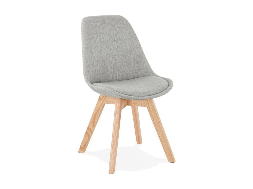 Designer Chair in Green Fabric, 82cm, Grey/Natural