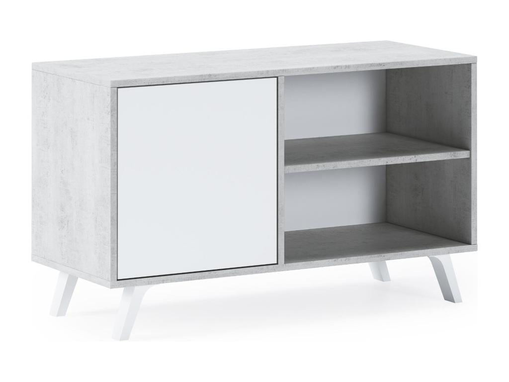 TV unit 100 with left-hand door, Vertchez model, cement frame, matte white door