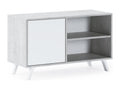 TV unit 100 with left-hand door, Vertchez model, cement frame, matte white door