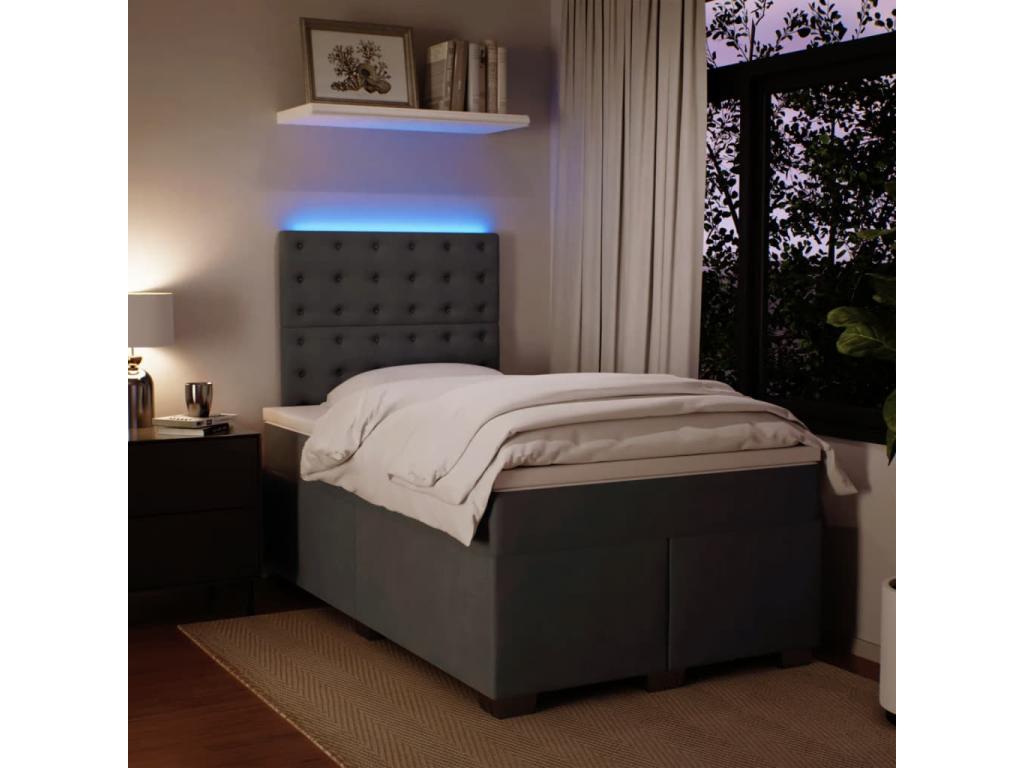 Vertchez bed base and dark grey 120x190cm velvet mattress