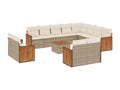 13-piece beige resin wicker garden furniture set with cushions