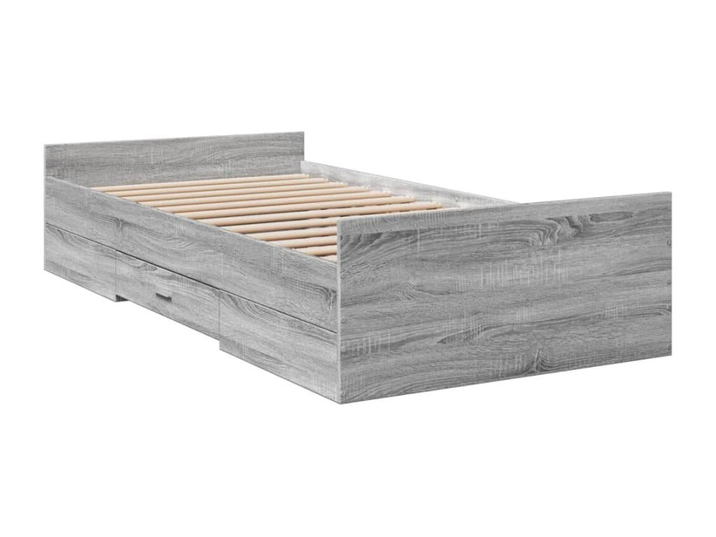 Bed frame with drawers without mattress Vertchez grey 75x190 cm