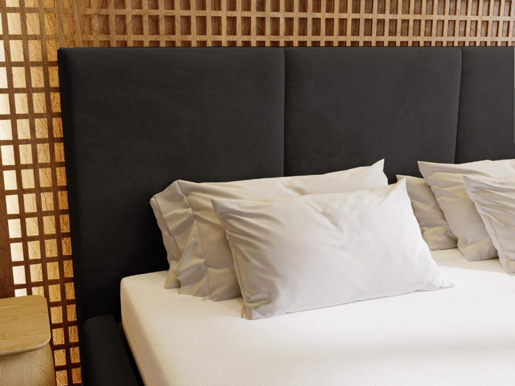 Upholstered bed with storage - 200x200 - double bed - velvet - black - Meublita