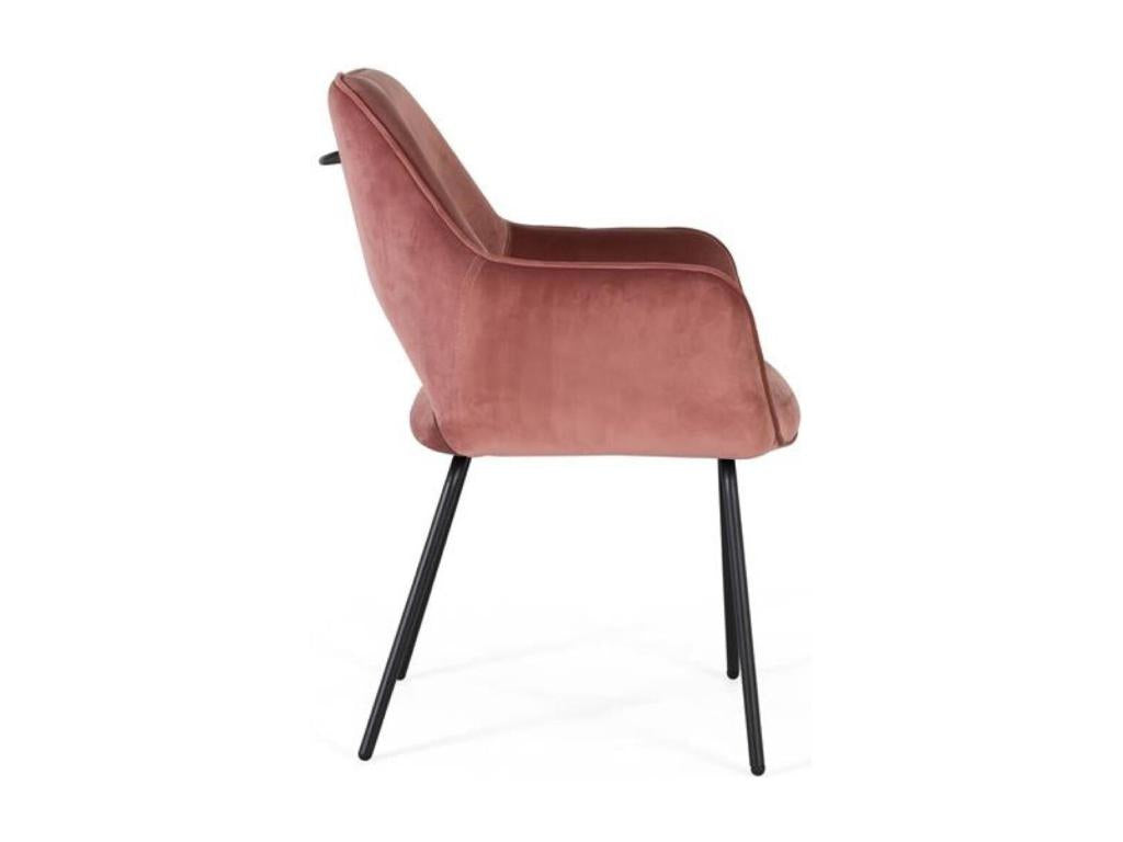 Set of 2 Pink Velvet and Wood Chairs 60x65x89cm - Vertchez