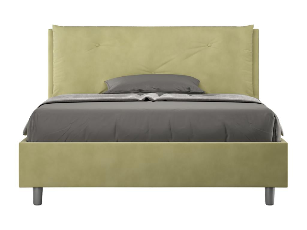 Double bed without slatted base, upholstered, 140x200 cm, green microfiber, Vertchez Large