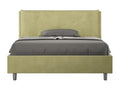 Double bed without slatted base, upholstered, 140x200 cm, green microfiber, Vertchez Large