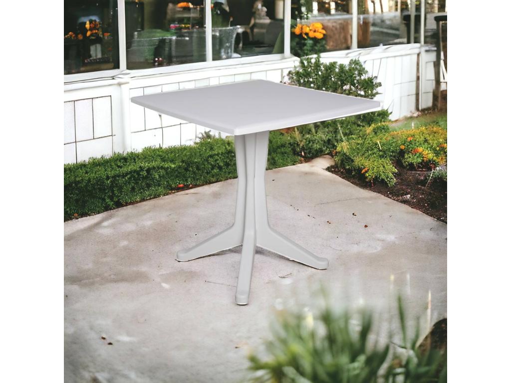 Meublita Outdoor Table, Fixed Square Shelf, Multipurpose Garden Table, Made in Italy, 70x70x72 cm, White