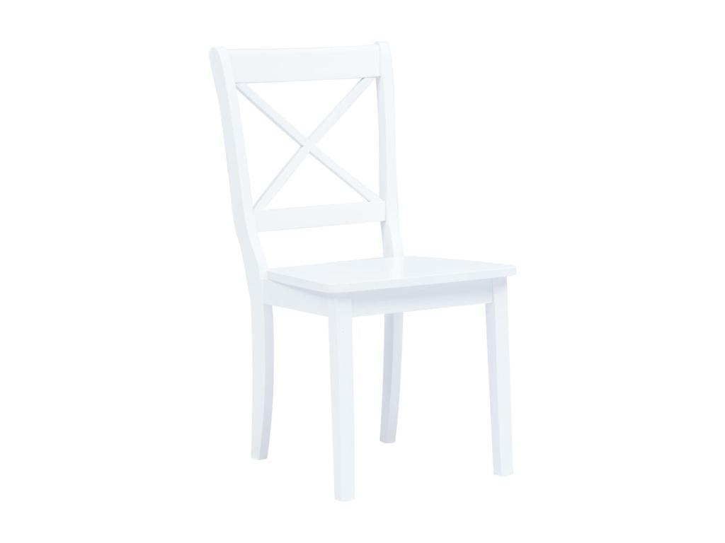 5-piece dining set, white rubberwood