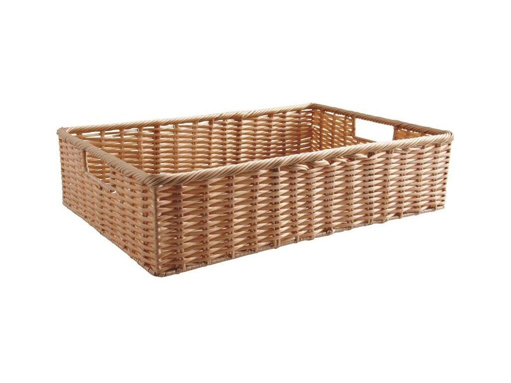 Synthetic rattan basket with hand opening, 60cm long