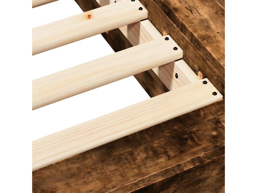 Smoked oak bed frame without mattress, 135x190 cm