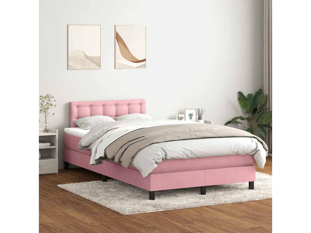 Meublita bed base with pink velvet mattress 120x220 cm