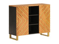 Brown and black side cabinet, 90x33.5x75 cm, mango wood