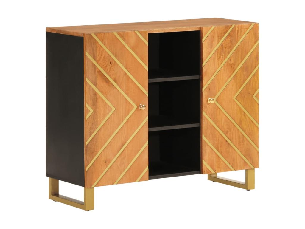 Brown and black side cabinet, 90x33.5x75 cm, mango wood