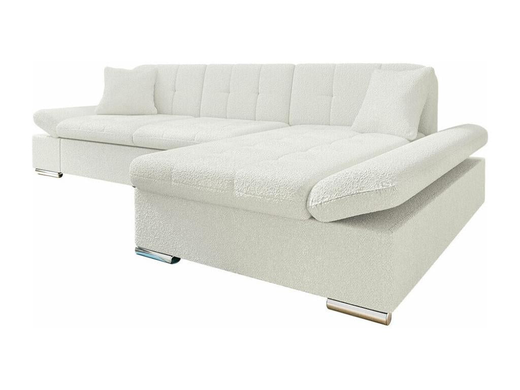 Vertchez 250 White Corner Sofa with Sleeping Function and Bedding Box, 278x161x76cm