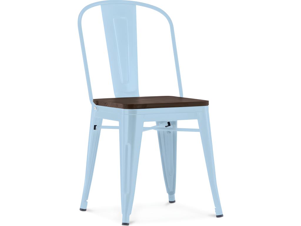 Dining chair - Industrial design - Wood and steel - Green at light blue