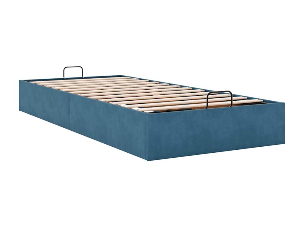 Ottoman bed frame without mattress, dark blue, 90x200 cm, velvet