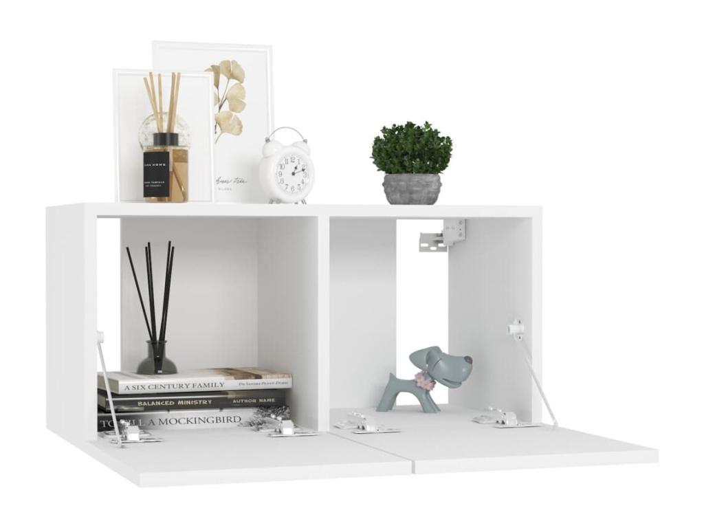Wall-mounted TV unit, white, 60x30x30 cm