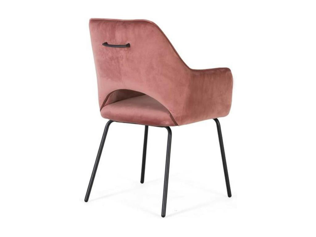 Set of 2 Pink Velvet and Wood Chairs 60x65x89cm - Vertchez