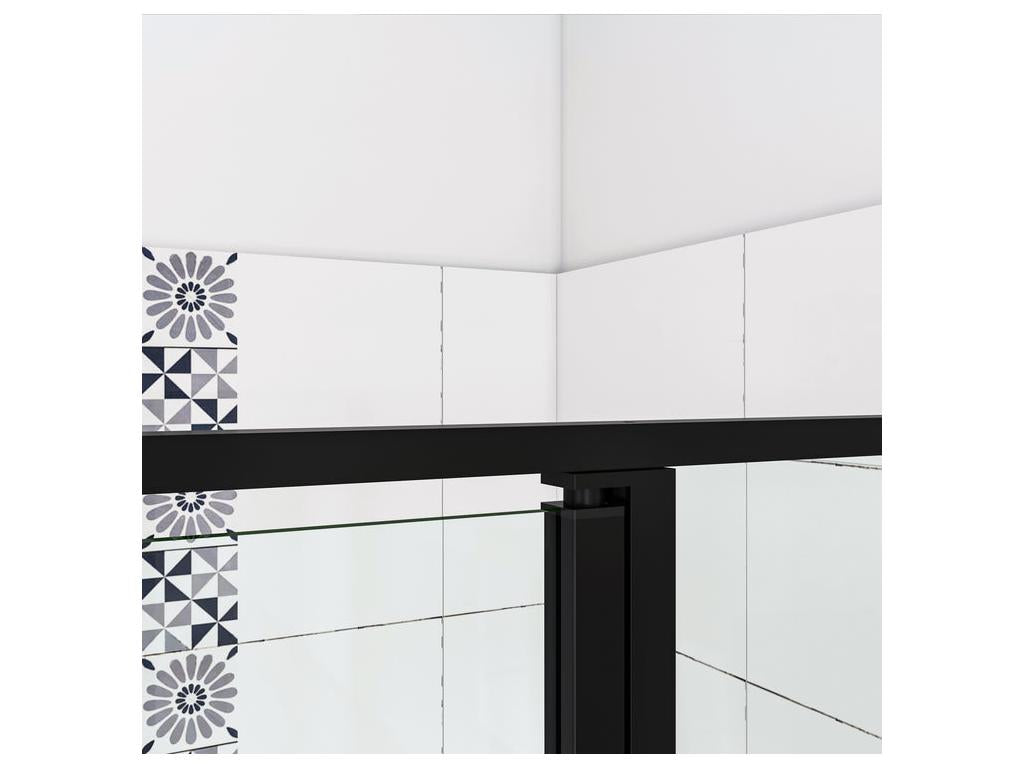Pivot shower door 140x185cm, black shower door in 6mm anti-limescale glass, for alcove installation
