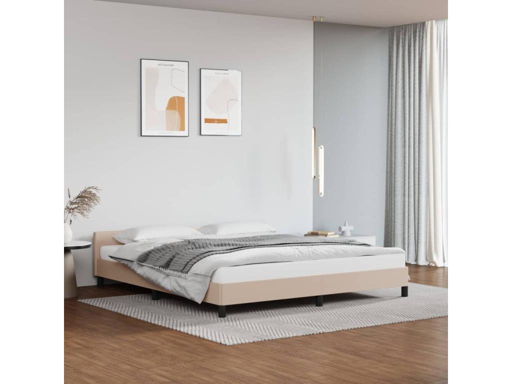 Cappuccino bed frame with headboard, 180x200 cm, faux leather