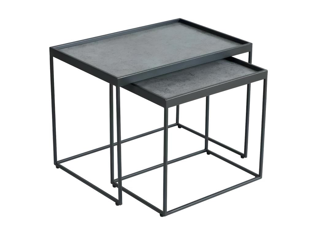 Nesting side tables, steel/matte anthracite ceramic - Vertchez