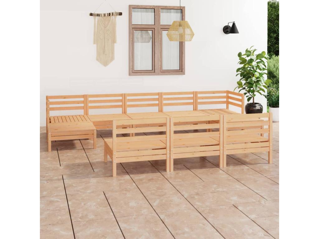 10-piece garden furniture set, solid pine wood