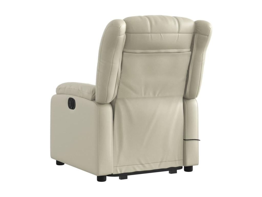 Cream Faux Leather Massage Recliner