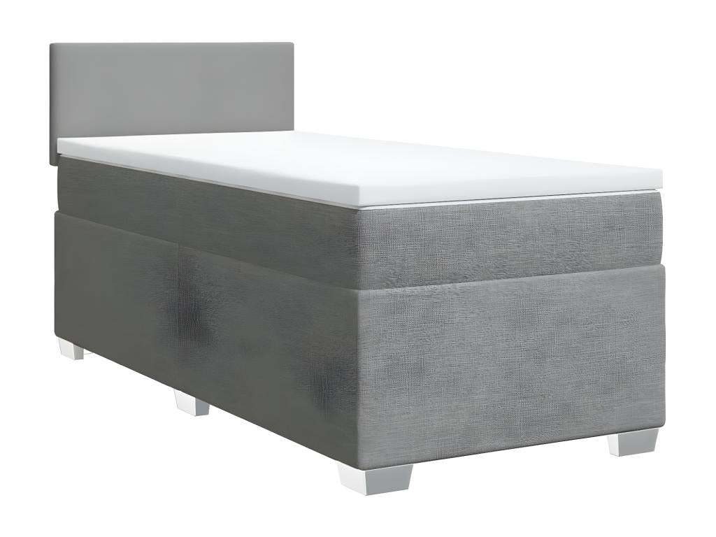 Bed base in Vertchez with light grey 80x200 cm mattress and fabric