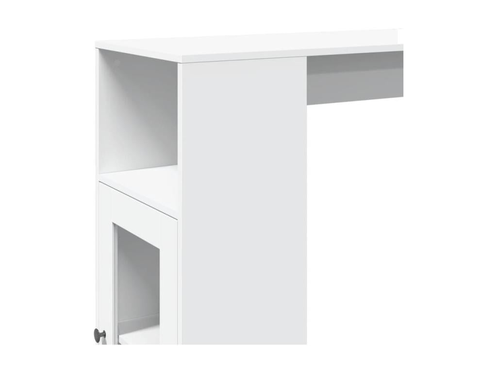 Bar table with shelves, white engineered wood