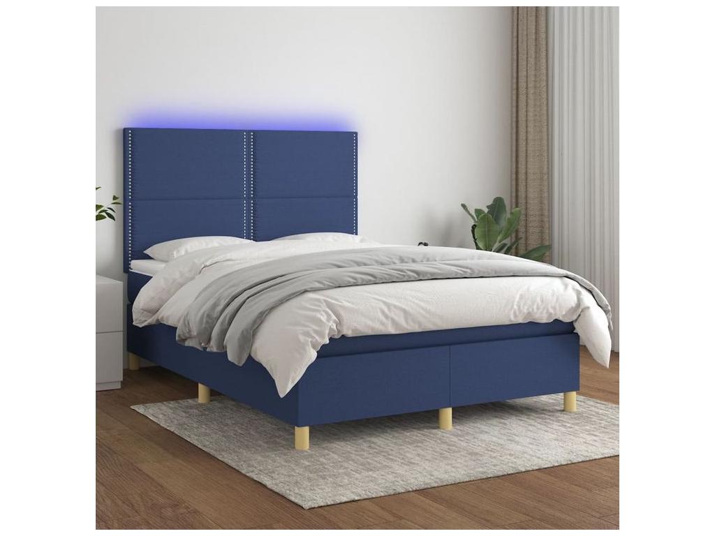 Bed base and mattress with blue LED lighting, 140x200 cm, fabric, available in Vertchez.
