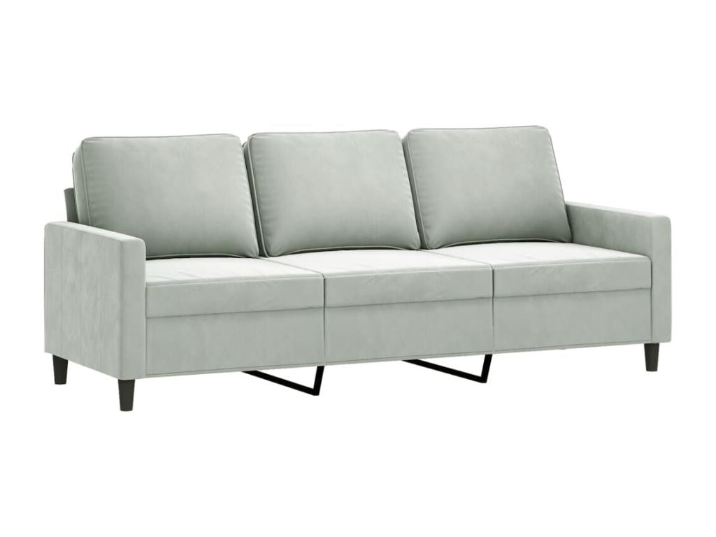 3-piece sofa set with light grey velvet cushions