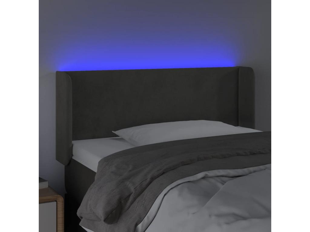 Dark Grey LED Headboard 103x16x78/88 cm Velvet