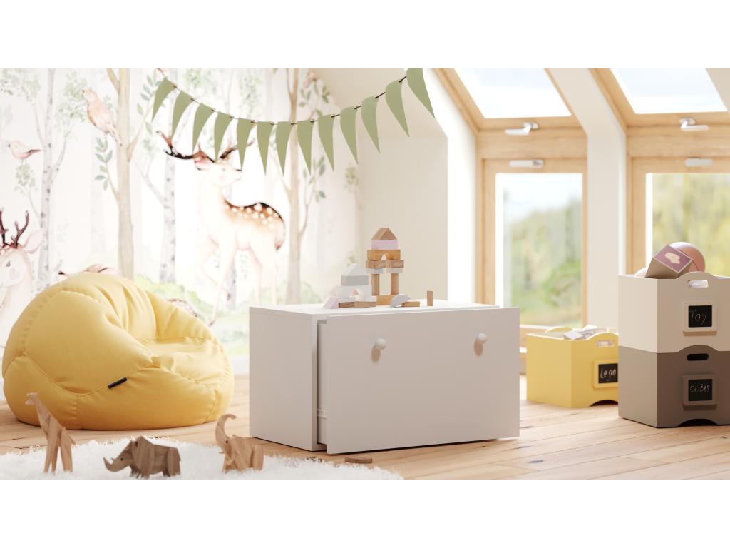 Vertchez white toy chest - pink handles