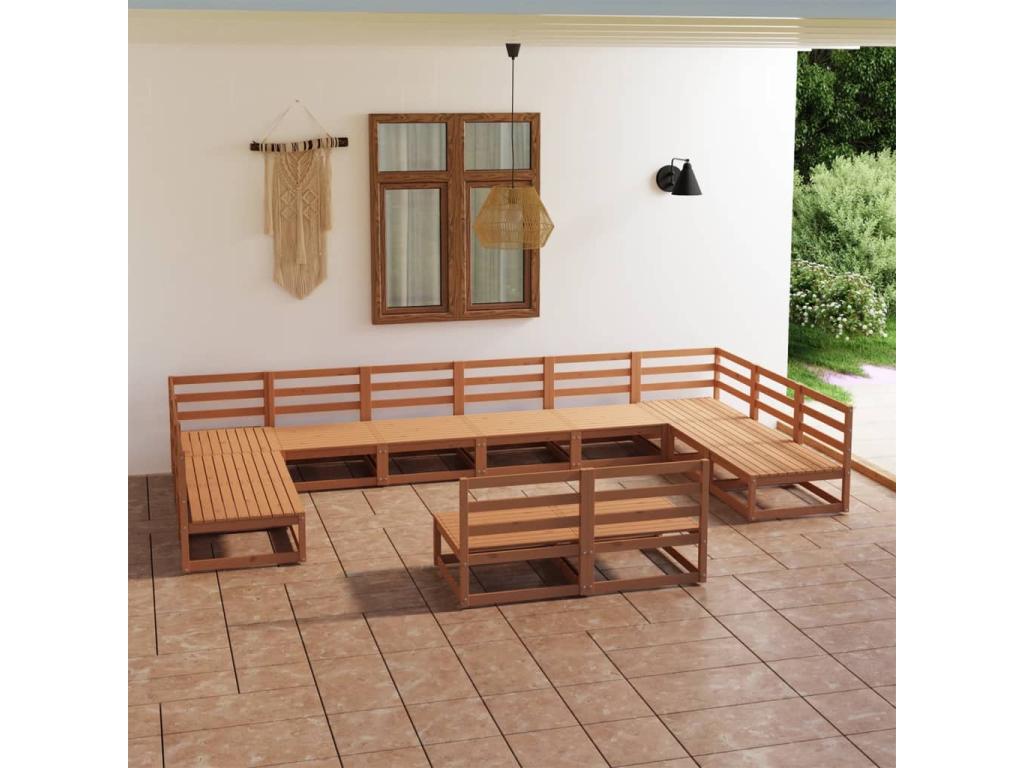 12-piece garden furniture set made of solid pine wood