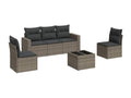 6-piece garden furniture set with grey resin wicker cushions