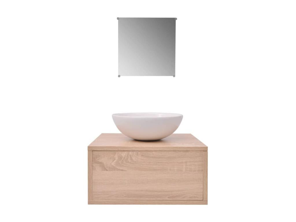 4-piece bathroom vanity unit with sink and faucet, beige