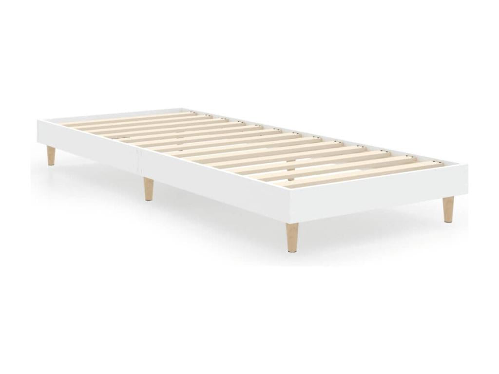 Bed frame without mattress, white, 75x190 cm, engineered wood
